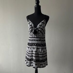 Alice + Olivia Black and White Tie Front Camisole Mini Dress